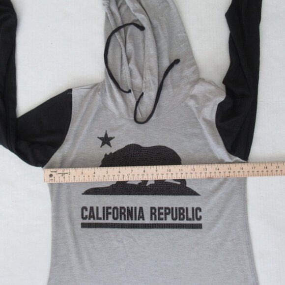 California Republic Hoodie Womens S Pullover Light Embellished Sweater Gray Blk - Picture 6 of 9